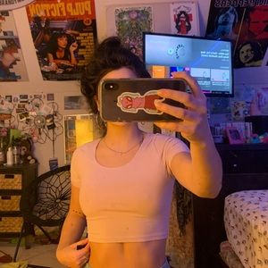 TopShop pale pink basic crop top